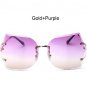 Oversized Cateye Sunglasses Women Rimlesss Transparent Brand Designer Elegant Lady Female Optics Cle