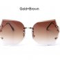 Oversized Cateye Sunglasses Women Rimlesss Transparent Brand Designer Elegant Lady Female Optics Cle