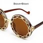 Oversized Size Flower Baroque Style Round Lens Circle Frame Sunglasses Women Fashion Men Brand Desi