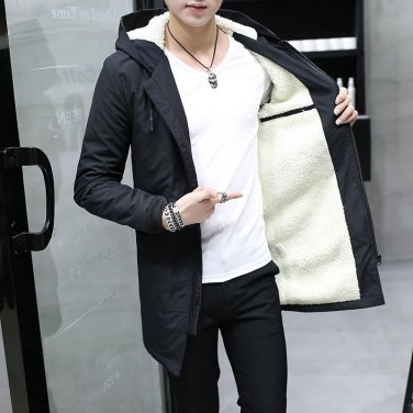 2017 Winter Jacket men hooded Slim Korean Parka Hombre long Jacket coat cashmere mens windbreaker Pa