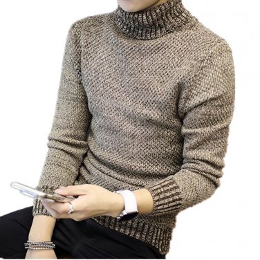 High quality Hot sale Fall Men turtleneck Pure Color Thick sweater Young students coat Men\'s clothi