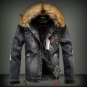 ABOORUN 2017 Mens Denim Jacket with Fur Collar Retro Ripped Fleece Jeans Jacket and Coat for Autumn 