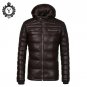 COUTUDI New Arrival Winter Coat Men Warm Waterproof Parka Coffee PU Leather Jacket Casual Puffer Jac