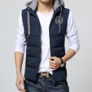 Men\'s Sleeveless Vests Jackets 2017 New Autumn Winter Cotton Wadded Hooded Vest Fashion Male Warm V