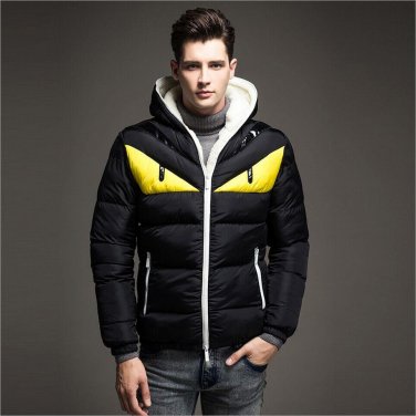 2017 New Winter Jacket Men Coat Cotton Padded Jackets Fashion England Hooded Patchwork Plus Velvet W