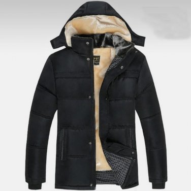 2017 Parka men fashion Large Size winter jacket men solid black thick winter\'s jackets hooded wool 