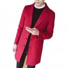 2017 New Fashion Long Trench Coatc reamy-white Red wine Men Winter Mens Overcoat  Wool Thick Trench 