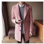 2017 New Fashion Long Trench Coatc reamy-white Red wine Men Winter Mens Overcoat Wool Thick Trench