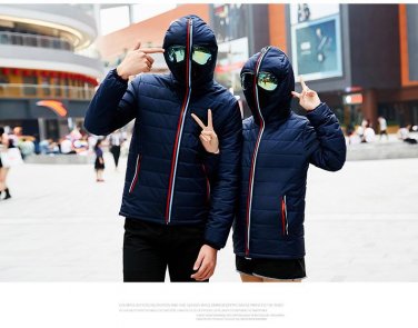Winter Jackets Men Parkas with Glasses Padded Hooded Coat Mens Warm Camperas Children Windproof Quil