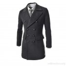 Men Slim Wool Blend Peacoat Autumn Winter Warm Double Breasted Jacket Cashmere Down Coat Male Classi
