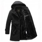 2017 Men Thick Warm Winter Trench Coat Long Section Fleece Jacket Overcoat XXXL Turn Down Collar Sin