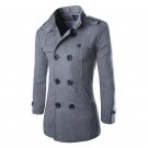 England Style Men Autumn Winter Double Breasted Button Stand Collar Woolen Coat Fashion Business Man