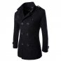 England Style Men Autumn Winter Double Breasted Button Stand Collar Woolen Coat Fashion Business Man