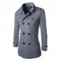 England Style Men Autumn Winter Double Breasted Button Stand Collar Woolen Coat Fashion Business Man