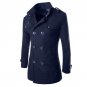 England Style Men Autumn Winter Double Breasted Button Stand Collar Woolen Coat Fashion Business Man