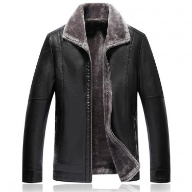 Men leather Jacket 2017 Winter Jackets Clothes Long Casual Thick Faux Fur mens brand leather jackets