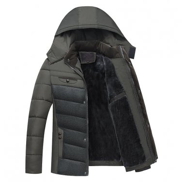 2017 Plus Velvet Casual Men Coats Thick Winter Jacket Man Detachable Hat High Collar Outerwearoat Mi