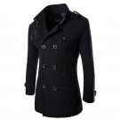 2017 Fashion Men\'s Autumn Winter Coat Turn-down Collar Wool Blend Men Pea Coat Double Breasted Wint