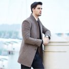 New Winter Long Wool Coat Men Plus Size Stand Collar Casual Erkek Mont Worsted Slim Mens Wool Long T