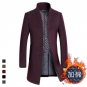 New Winter Long Wool Coat Men Plus Size Stand Collar Casual Erkek Mont Worsted Slim Mens Wool Long T