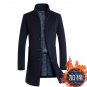 New Winter Long Wool Coat Men Plus Size Stand Collar Casual Erkek Mont Worsted Slim Mens Wool Long T