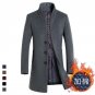 New Winter Long Wool Coat Men Plus Size Stand Collar Casual Erkek Mont Worsted Slim Mens Wool Long T