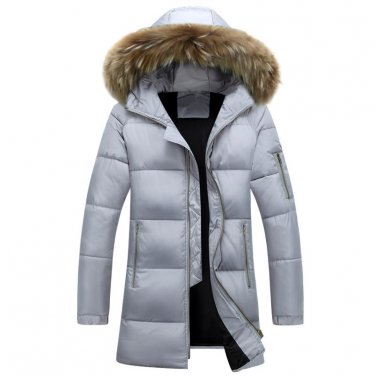 HZF Men\'s Winter Jackets Thick Hooded Fur Collar Parka Fashion Padded Male Clothing Plus Size Coupl