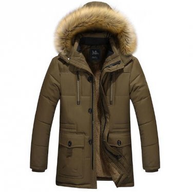 Mens Winter Long Coat Jacket Casual Cotton Coat Male Cotton Quality Fashion Long Down Jacket Thick V