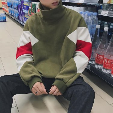 2017 Winter New Tide Pattern Man Hit Color Increase Thick Warm High Collar Loose Best Quality Casual