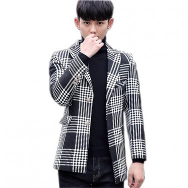 winter coat Men single Breasted  Coat Men Outerwear plaid Casual Coat  Windbreaker Men  Coat