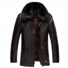 5XL 6XL 7XL Fur collar leather jacket men Suede PU Velvet thicken warm Motorcycle clothing mens leat