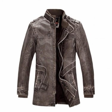Leather Jacket Mens Fur Coat Winter Long Faux PU Leather Jackets Plus Size 4XL With Belt Jaqueta De 