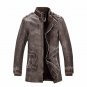 Leather Jacket Mens Fur Coat Winter Long Faux PU Leather Jackets Plus Size 4XL With Belt Jaqueta De