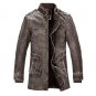 Leather Jacket Mens Fur Coat Winter Long Faux PU Leather Jackets Plus Size 4XL With Belt Jaqueta De