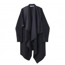 Unique Men\'s Woolen Blends Medium-long Trench Coat Black Fashion Covered Buttons Brand Outwear Coat