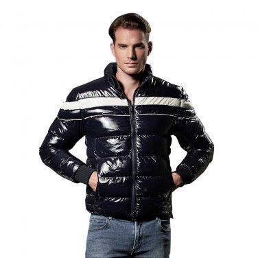 2016 COUTUDI Shiny Down Jacket Coats Navy Short Nylon Jacket Parkas Loose Warm Cheap Men Winter Jack