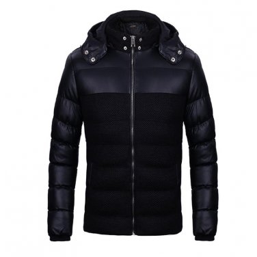 Winter Jacket Men Fashion Patchwork Hoody Male Warm Cotton Padded Coats Zipper Black Campera Hombre 