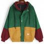 Women Long Sleeve Corduroy Patchwork Oversize Jacket Windbreaker Coat Overcoat
