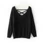 2017 early autumn new woman Korean style back deep V tied rope long sleeves solid color loose sweate