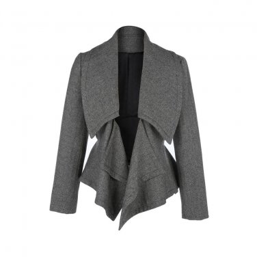Grey Sash Turtleneck Polyester Bomber Jacket