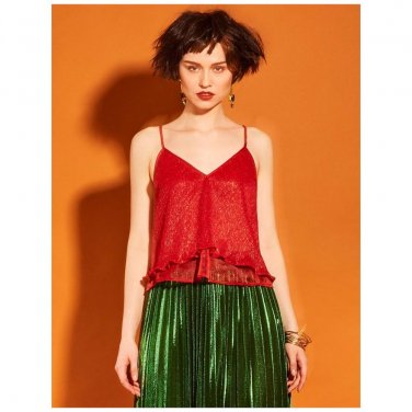 Burgundy Polyester Cold Shoulder Vest