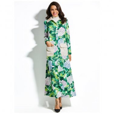 Long Sleeve Olive Green Duster Coat