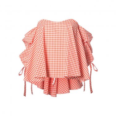 Orange Plaid Cotton Day Top