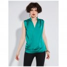Dark Green Sleeveless Pure Color Simple Casual Day Top