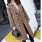 2017 winter coat women casual plaid coat long sleeve womens clothing basic coats lapel long coat ove