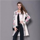 2017 women winter coat embroidered neck long sleeved O button female coat elegant fashion coat