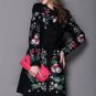 2017 women winter coat embroidered neck long sleeved O button female coat elegant fashion coat