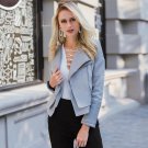 Lily Rosie Girl Gray Zipper Suede Faux Leather Jacket Women Autumn Winter Black Basic Jackets Casual
