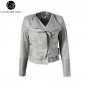 Lily Rosie Girl Gray Zipper Suede Faux Leather Jacket Women Autumn Winter Black Basic Jackets Casual