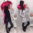 Silver Surface Large Faux Fur Collar 2017 Fashion Thick Cotton Padded Winter Women Coat Winter Jacke